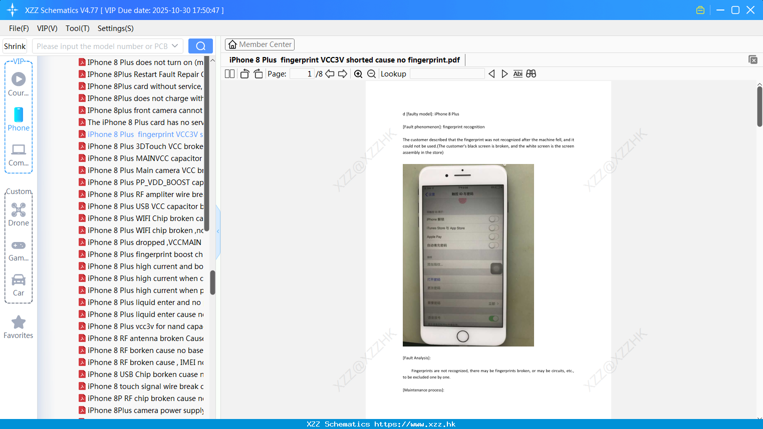 IPhone 8 Plus Fingerprint VCC3V Shorted Cause No Fingerprint
